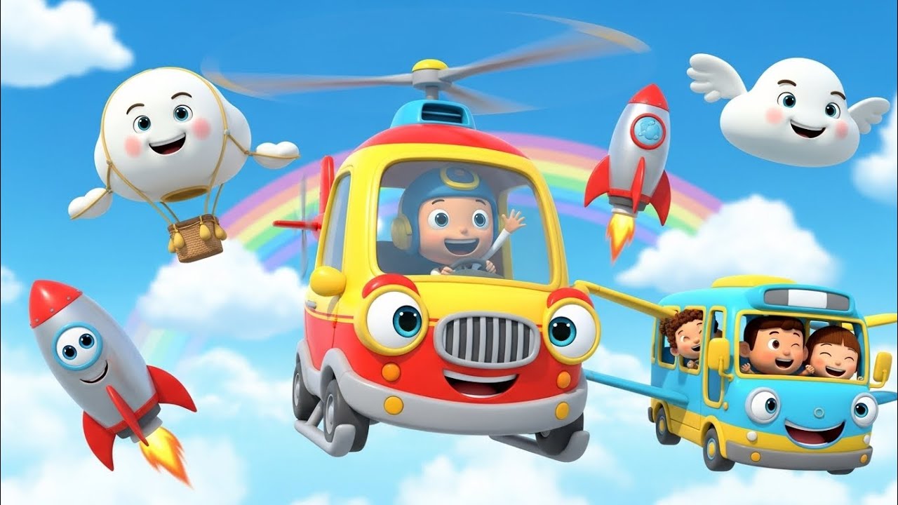 Helicopter Car Song 🚁🚗🎶 | Fun Vehicle Nursery Rhyme for Kids