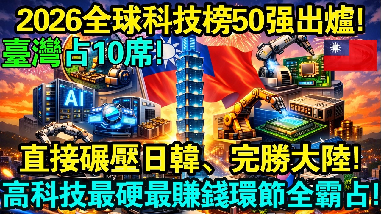 2026全球科技50強出爐，台灣直接拿下10席、佔1/5，直接碾壓日韓、完勝大陸！台灣硬是把高科技產業鏈最硬最賺錢的環節全部霸佔！#taiwan #台灣 #台灣故事 #台灣文化 #台灣科技 #台灣經濟