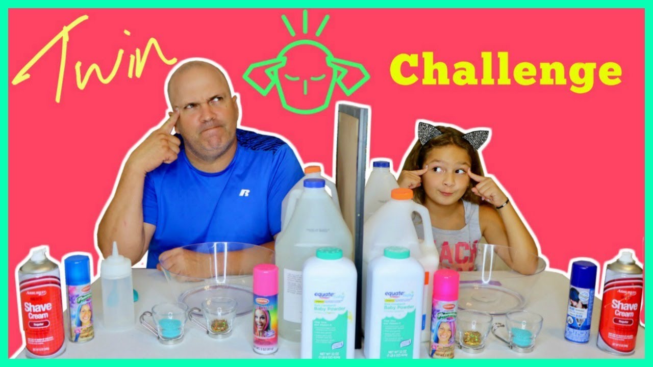 DAD VS DAUGHTER TWIN TELEPATHY SLIME CHALLENGE | SISTER FOREVER