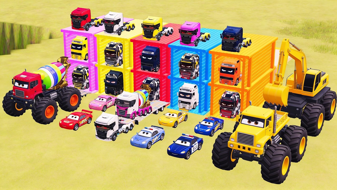 Colorful Garage FS22 - Mixer Truck With Flatbed Trailer, Monster truck, Man, Mercedes-Bnez