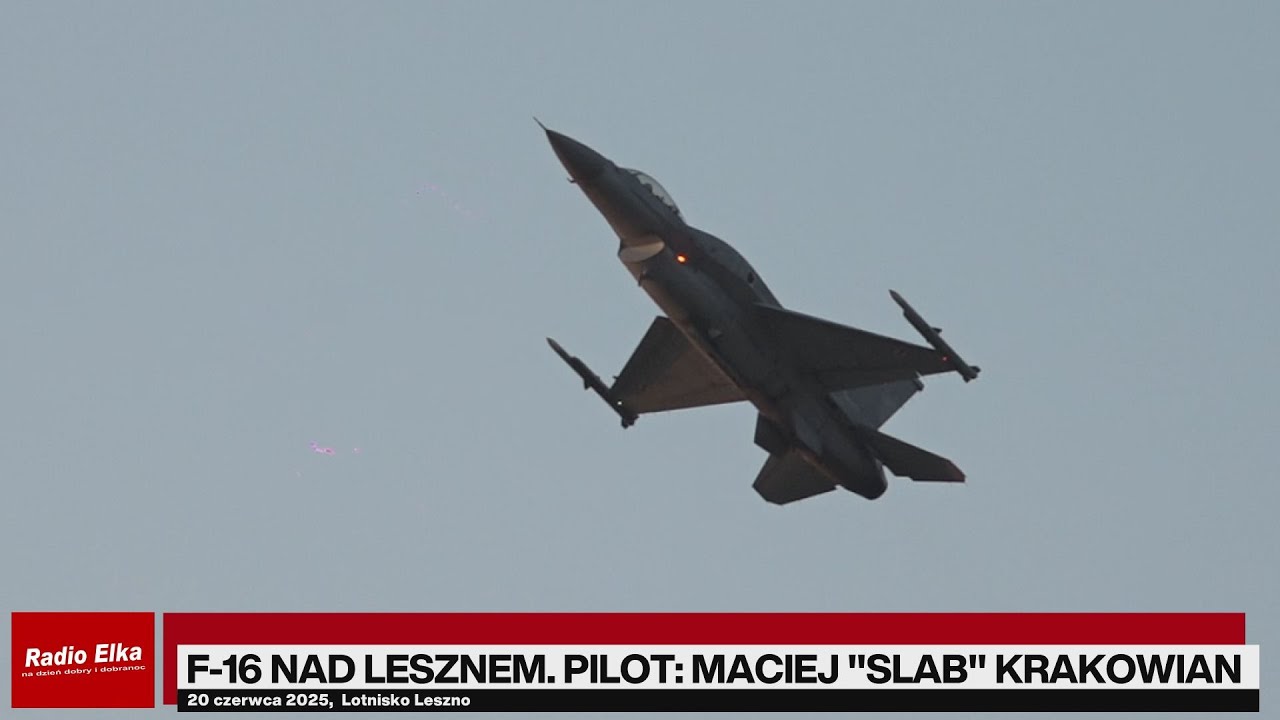F 16 nad Lesznem. Pilot Maciej Slab Krakowian