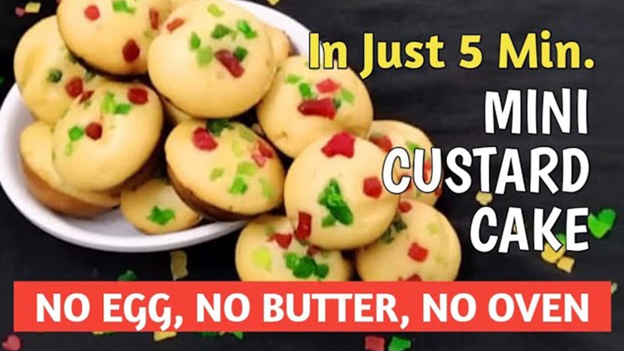 5minutes mini custard cake|custard cake in appe pan|no egg no butter|easy &spongy mini cake in hindi