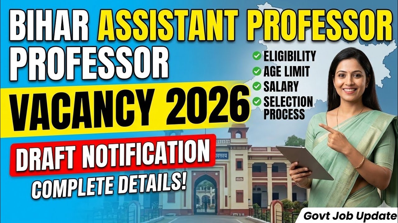 Bihar Assistant Professor Vacancy 2026 Draft Notification Complete Details | Eligibility, Age Limit,