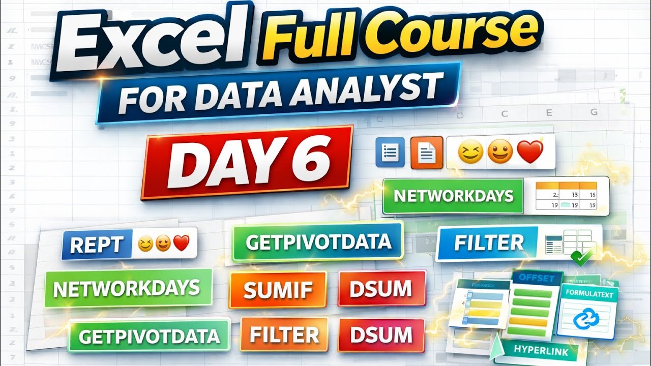 Excel Full Course for Data Analyst | Day 6 | Advanced Excel Functions & Power BI Friendly Tools