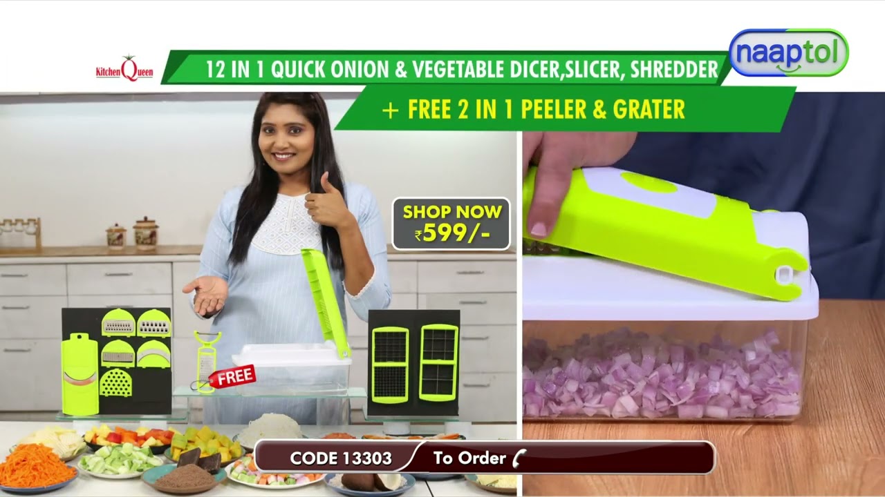 35456 12in1 Quick Onion & Vegetable Dicer Slicer Shredder +2 in 1 Peeler Grater SS3 599 (CODE 13303)