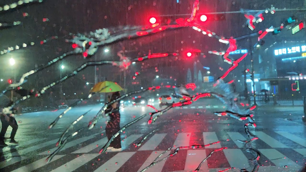 [4K. Rain Drive] Driving on Heavy Rainy City Road. Rain sound ASMR, helps with deep sleep