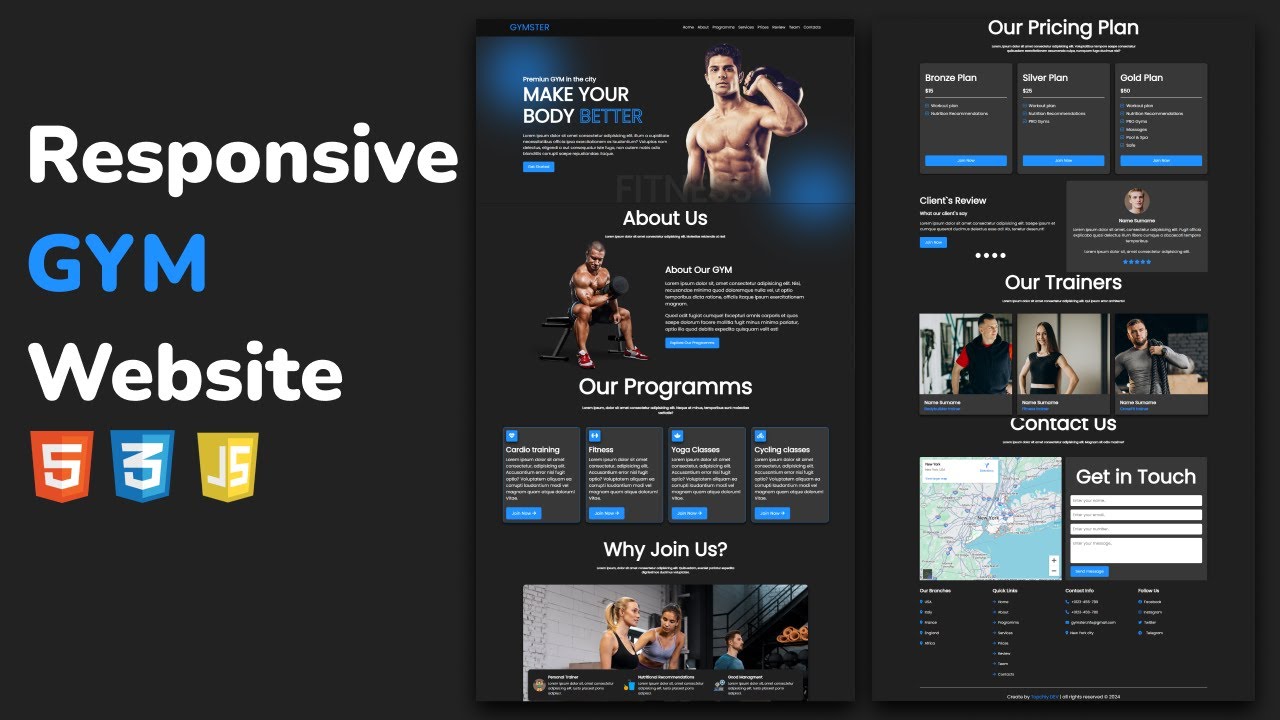 Как создать анимированный сайт Gymster: Полное руководство с HTML, CSS и JavaScript