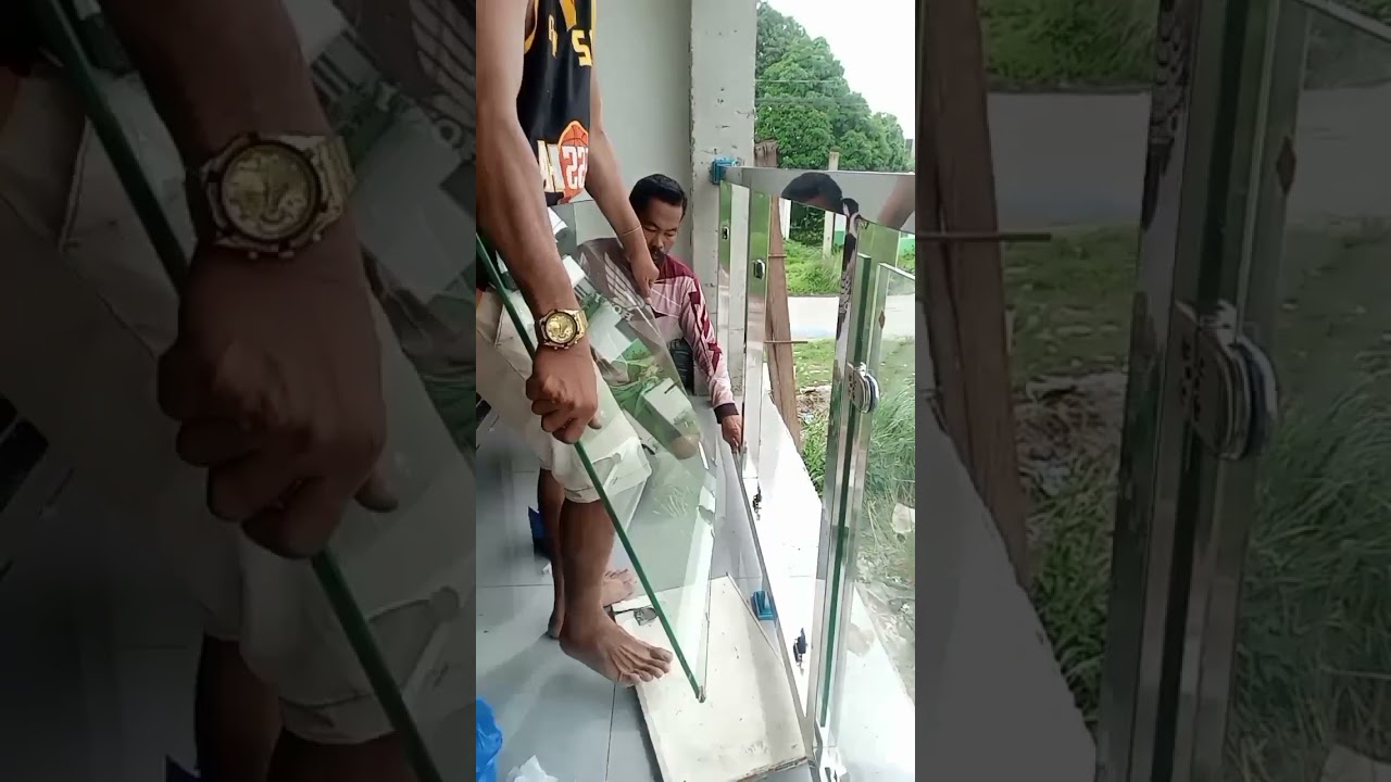 Stainless and temperd glass installation