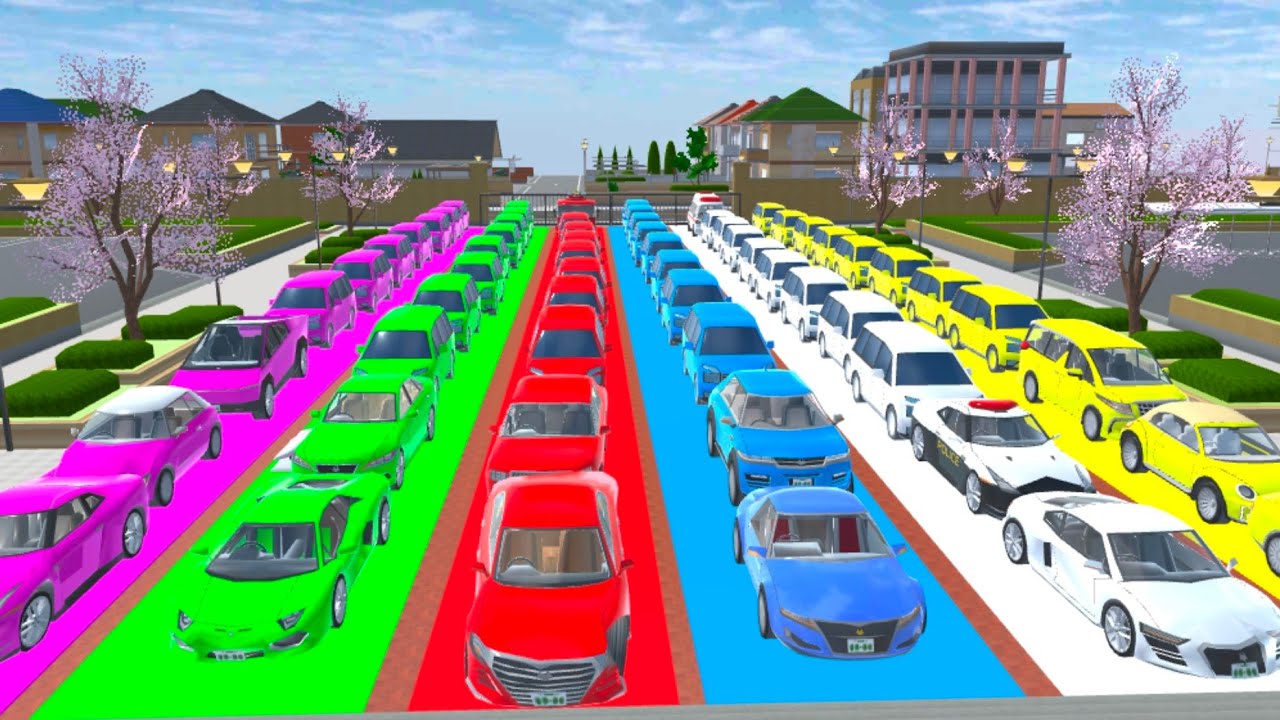 COLLECT ALL RAINBOW 🌈 COLOUR CAR'S 😱 COLLECTION 🤗🥰AT  SCHOOL GARDEN//SAKURA SCHOOL SIMULATOR GAME 🎮🎯