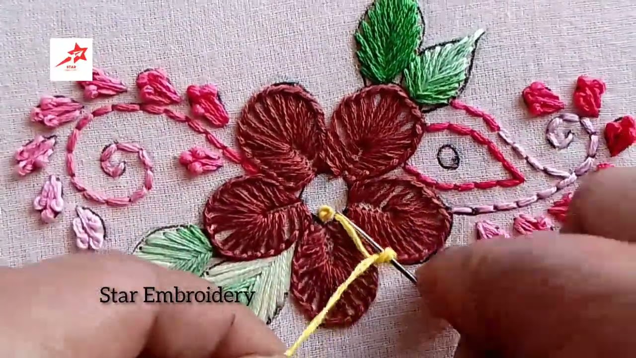 Easy And  Simple Flower Embroidery Design. Embroidery Design for Beginners.