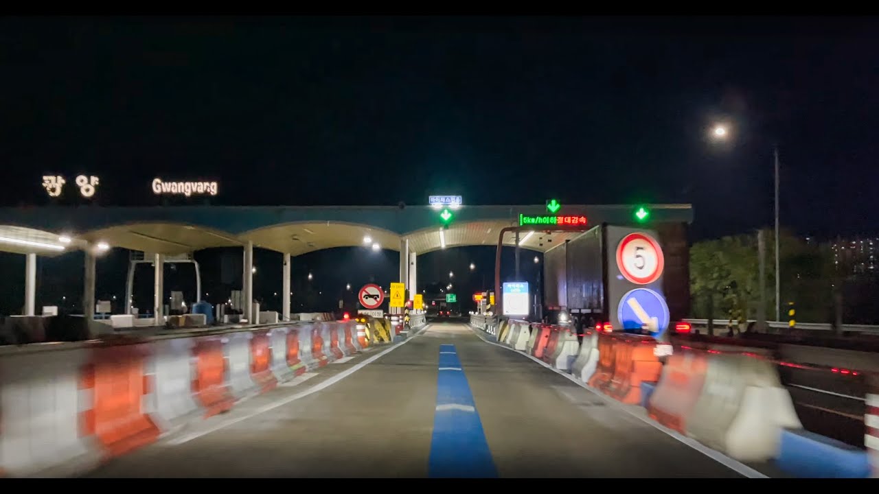 고속도로 ASMR Highway Night driving Gwangyang-Busan(no talking, no music), 남해고속도로 야간 주행영상
