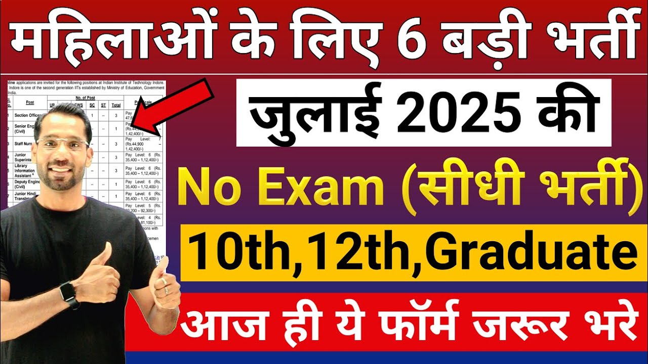 सभी लड़कियों (Girls) के लिए 06 नया भर्ती का FORM | जुलाई 2025 की भर्तीयां | New Vacancy 2025