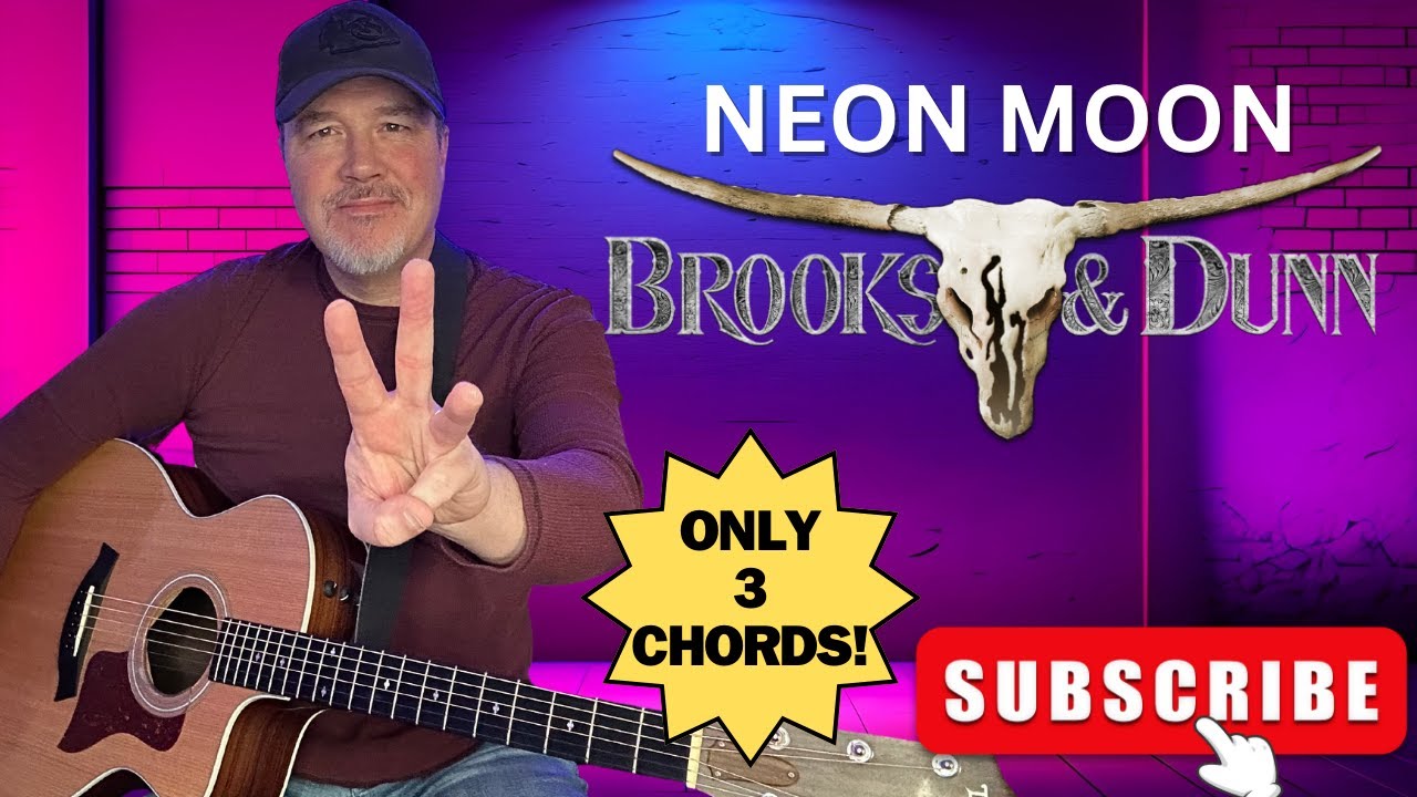 Как играть Neon Moon — Brooks and Dunn — ПРОСТАЯ КАНТРИ-ПЕСНЯ! Урок игры на гитаре