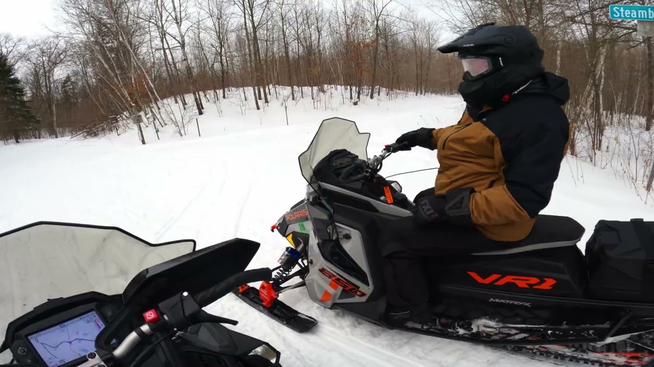 Snowmobiling through Paul Banyan State Forest on my brand new Polaris Switchback Assault
