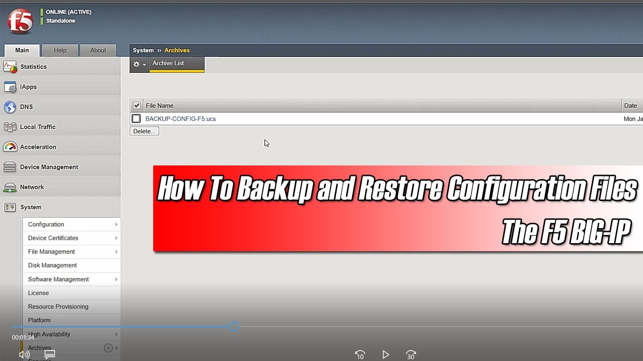 How To Backup and Restore Configuration Files The F5 BIG-IP