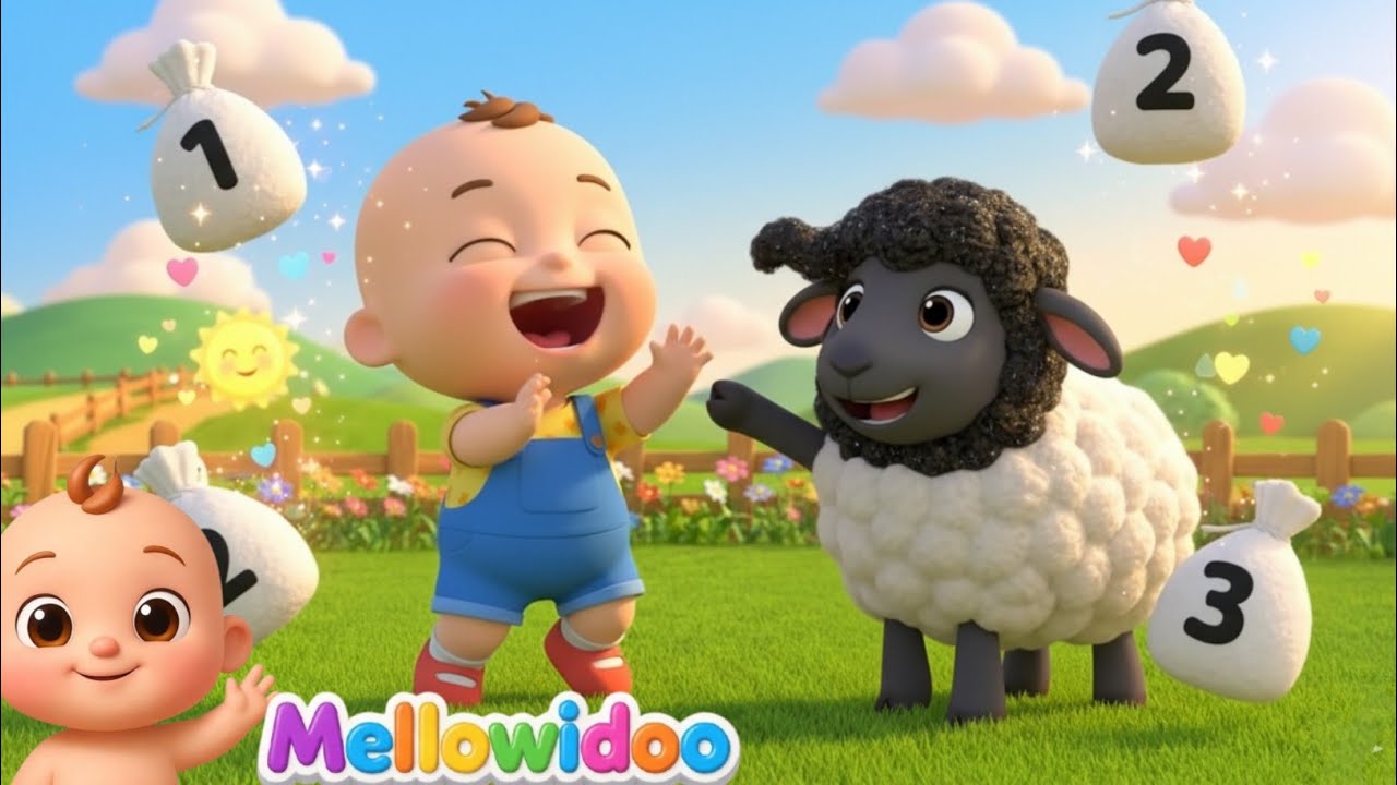 Baa Baa Black Sheep Song 🐑 | Counting & Sharing Song for Babies 👶 | Mellowidoo Nursery Rhymes