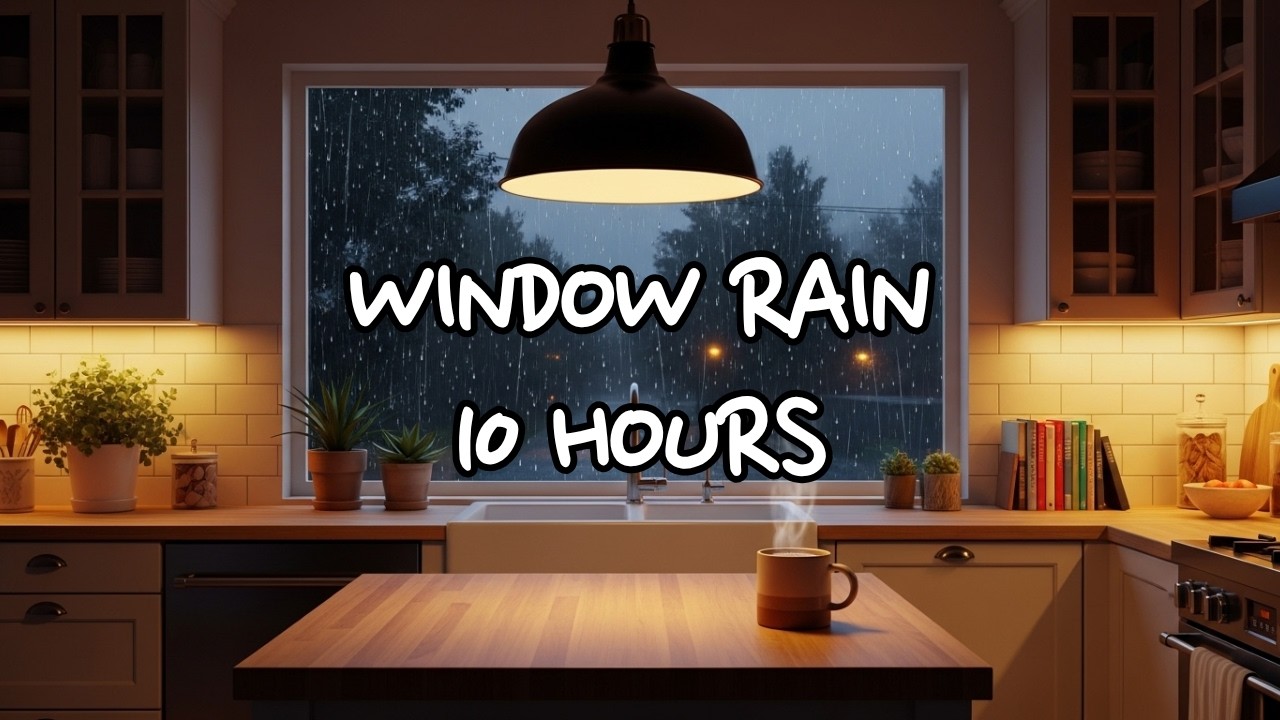🌧️ Rain Sounds Through the Kitchen Window | Cozy Night Rain Only | 10 Hours