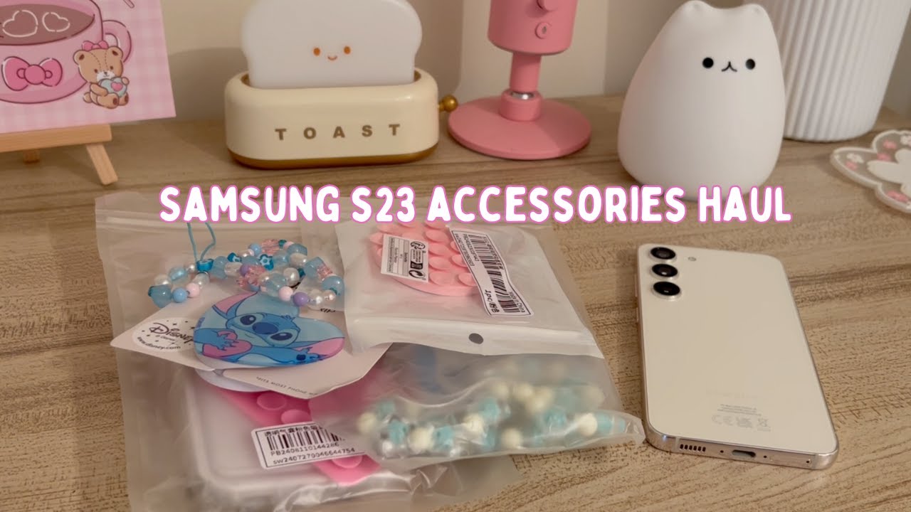 samsung s23 accessories try on haul 🧸 phone cases, pop sockets, charms 🎐