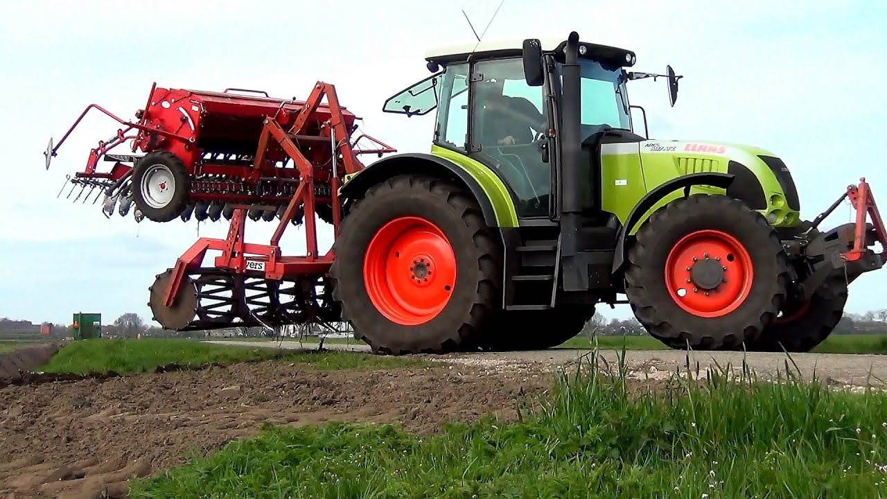 Glutenvrije haver zaaien met Claas Ares 697 ATZ en Kongskilde Demeter Classic 3000