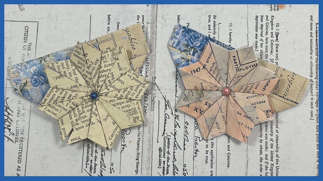 💙🦋Paper flowers origami junk journal pocket bookmark  |  diy easy origami corner bookmark tutorial