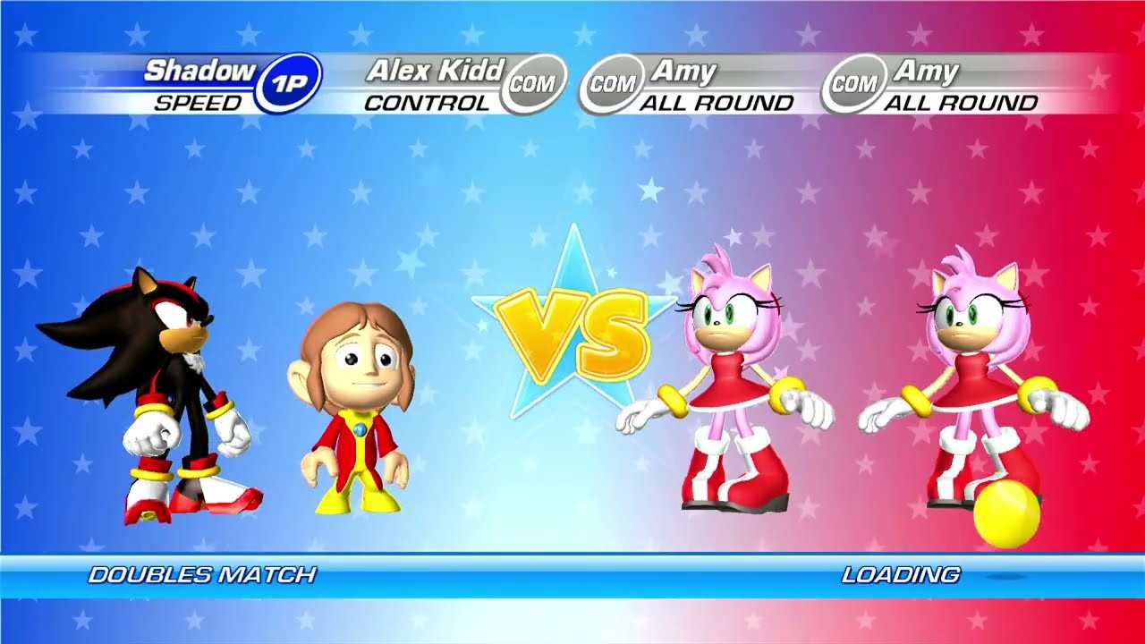 Sega Superstars Tennis: SHADOW и ALEX KIDD против AMY и AMY