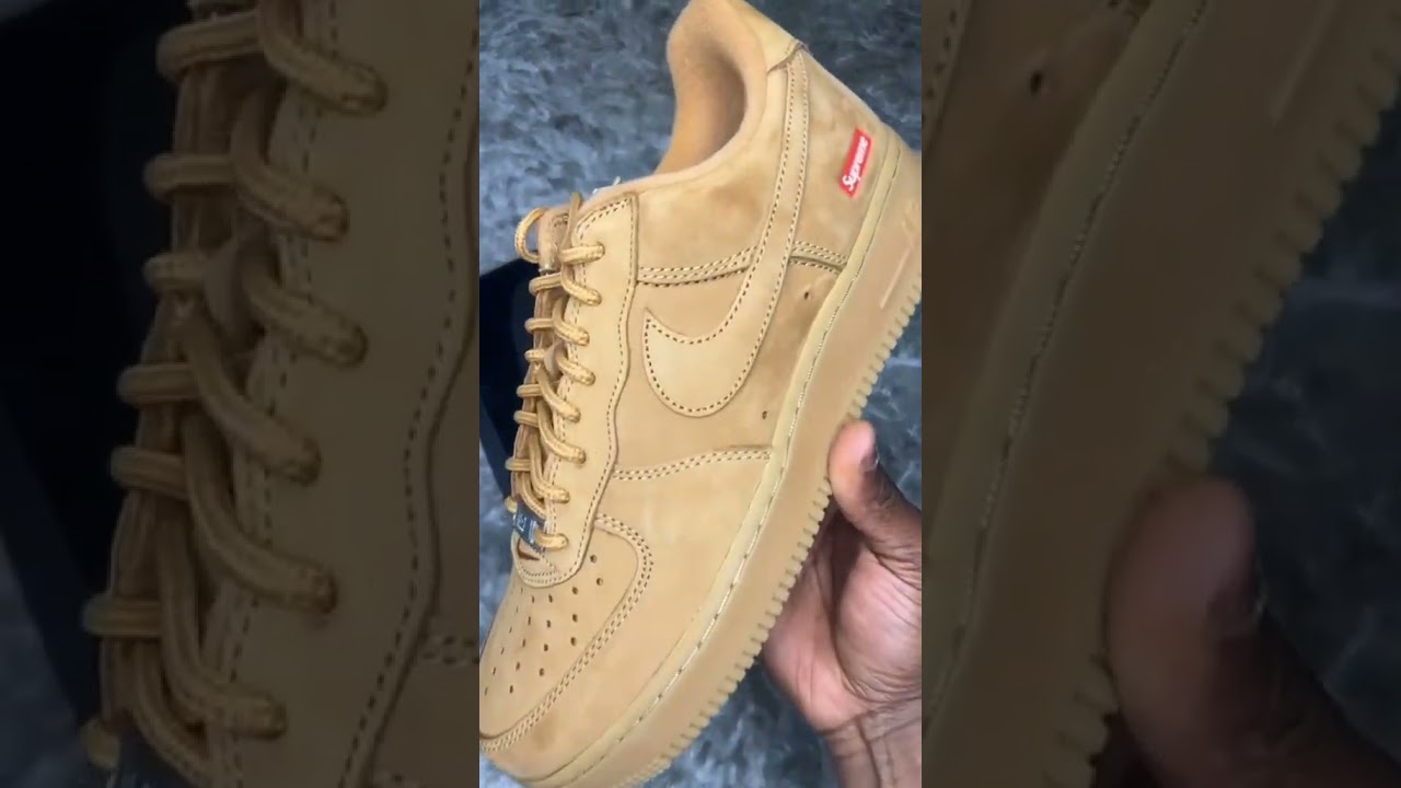 Unboxing my Wheat/Flax Supreme Nike Air Force One #nikeairforce1 #af1 #nikeairforce  Check in BIO