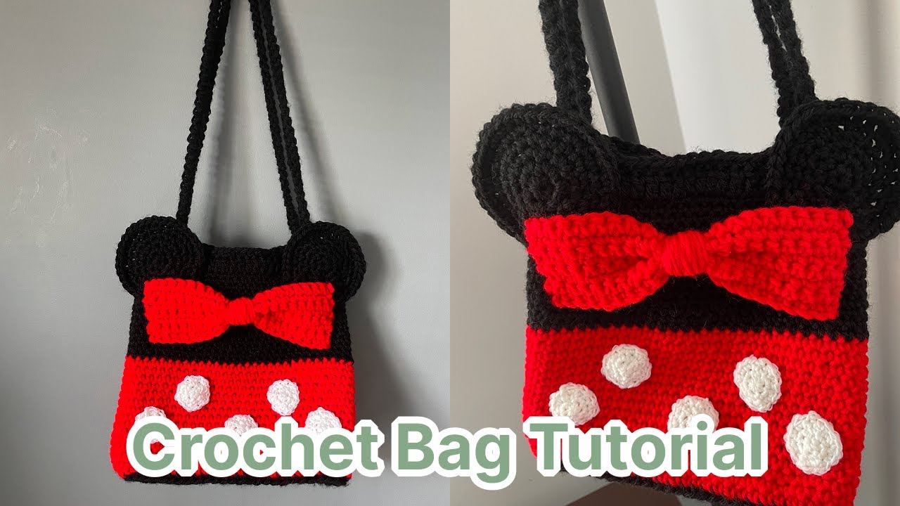 SUB) Crochet Minnie Mouse Bag Tutorial