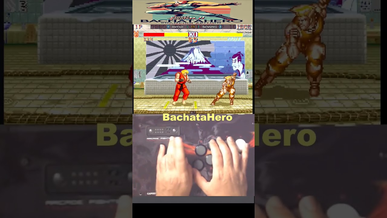 Ken vs Guile Perfect Round With BachataHero #retrogaming #capcom #fightcade2 #shorts #tiktok