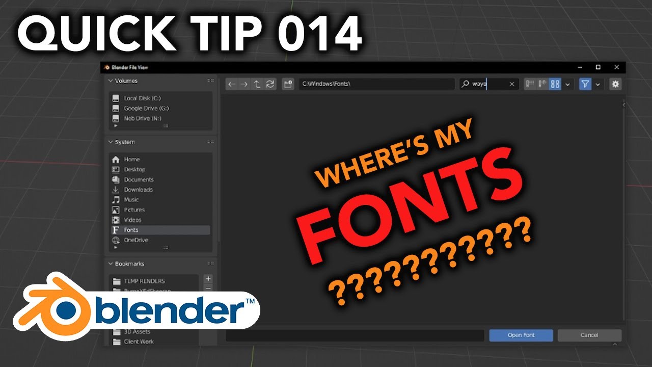 #BlenderQuickTip Find Missing Fonts in Blender - Install fonts the correct way!
