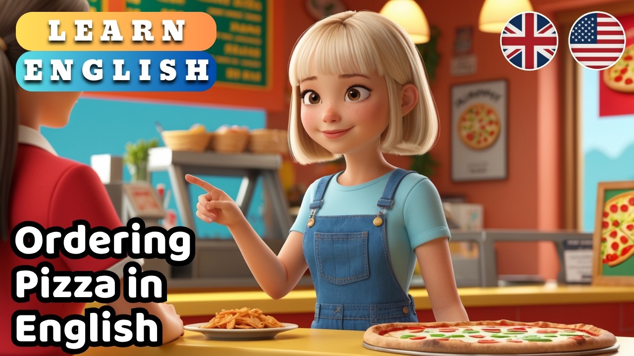 Orders Pizza and Chicken in English– Emily’s Daily Story (Level 1) | Easy English Listening Practice