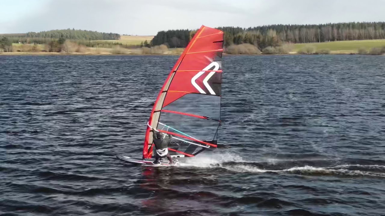 Windsurfing light wind slalom kit first impression + drone footage