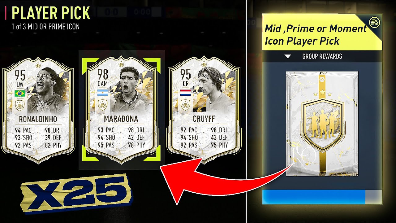 FIFA 22 25 x Guaranteed BROKEN Icon Moments Player Pick Packs!!