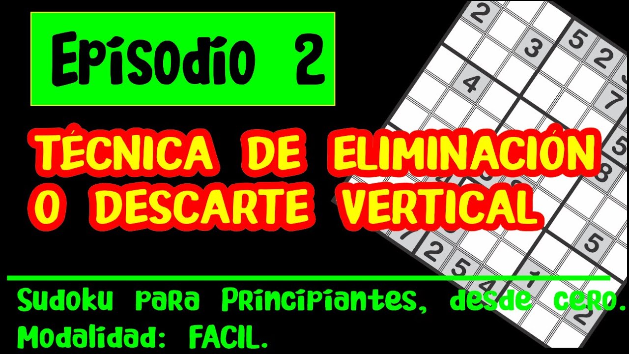 Sudoku Episodio N°2, Paso a Paso, para Principiantes desde Cero,  Eliminación o Descarte Vertical.