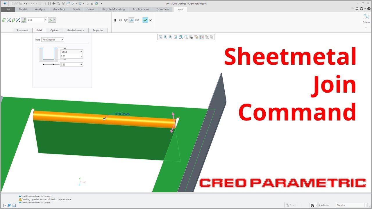 Creo Parametric - Sheetmetal - Join Command