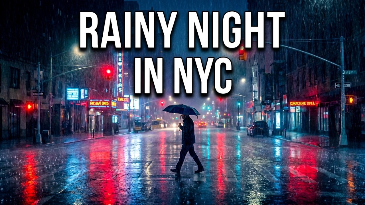⁴ᴷ⁶⁰ Walking in the Rain at Night in NYC | Rain walk at night in NYC