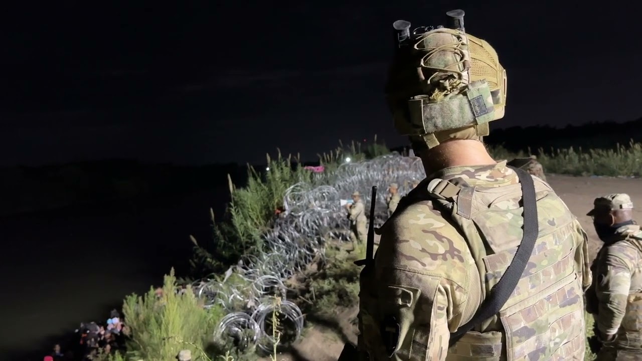 Texas National Guard on the US and Mexico Border in Eagle Pass