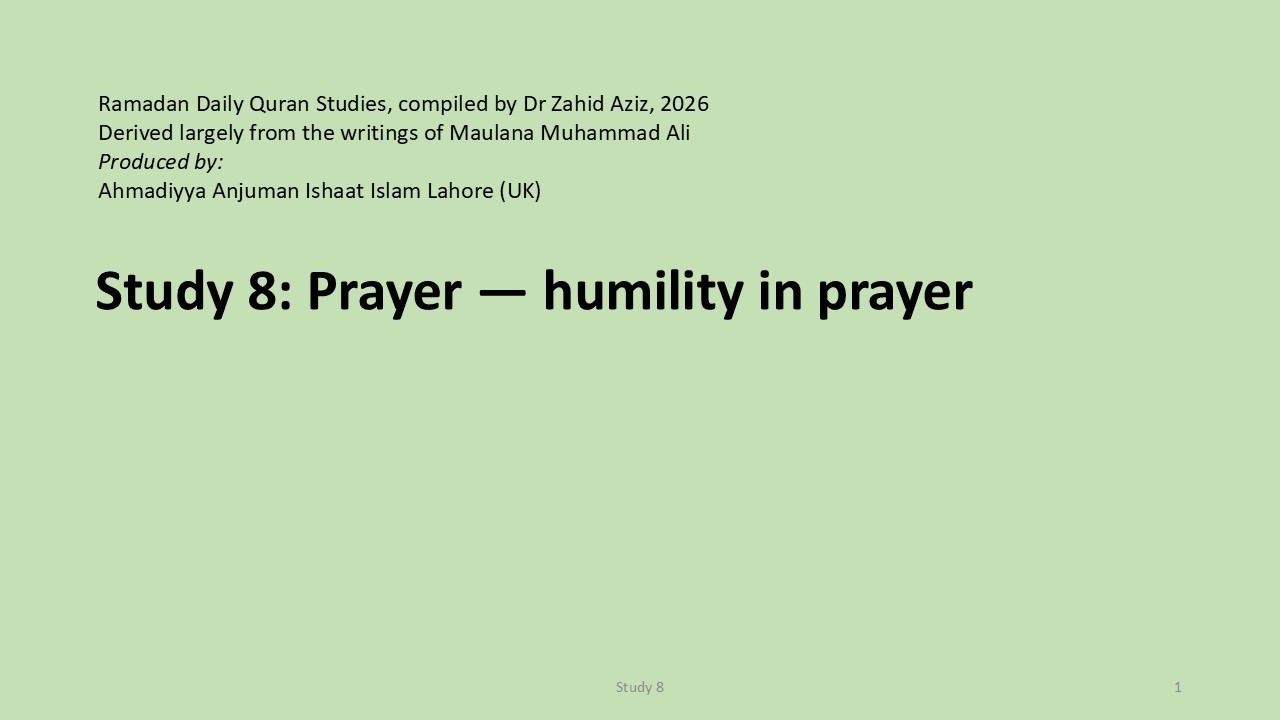 Study 8: Prayer — humility in prayer