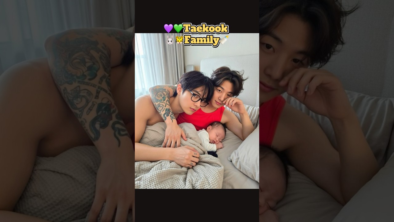 💚💜Taekook family🐰🐯dads Tae, Jk and their baby kimchi🍼#taekook #vkookcute #vkook #bts