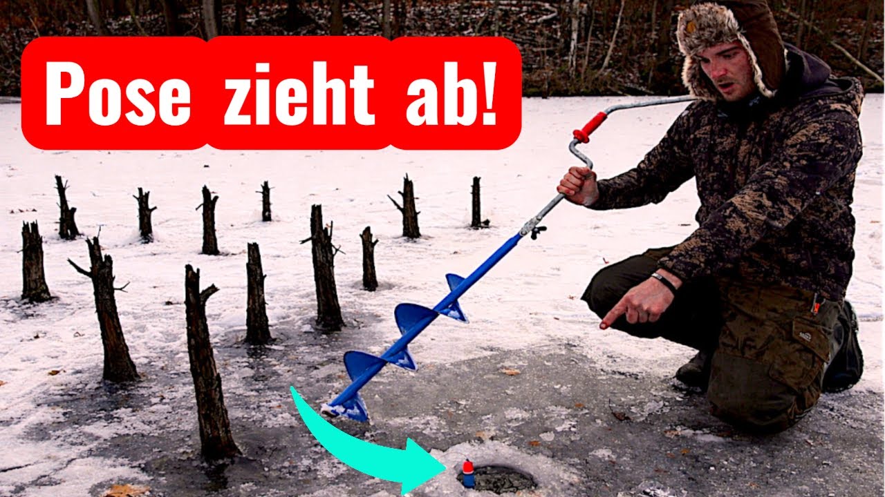 Eisangeln an einem abgelegenen Waldsee! Gibt es hier Fische?!
