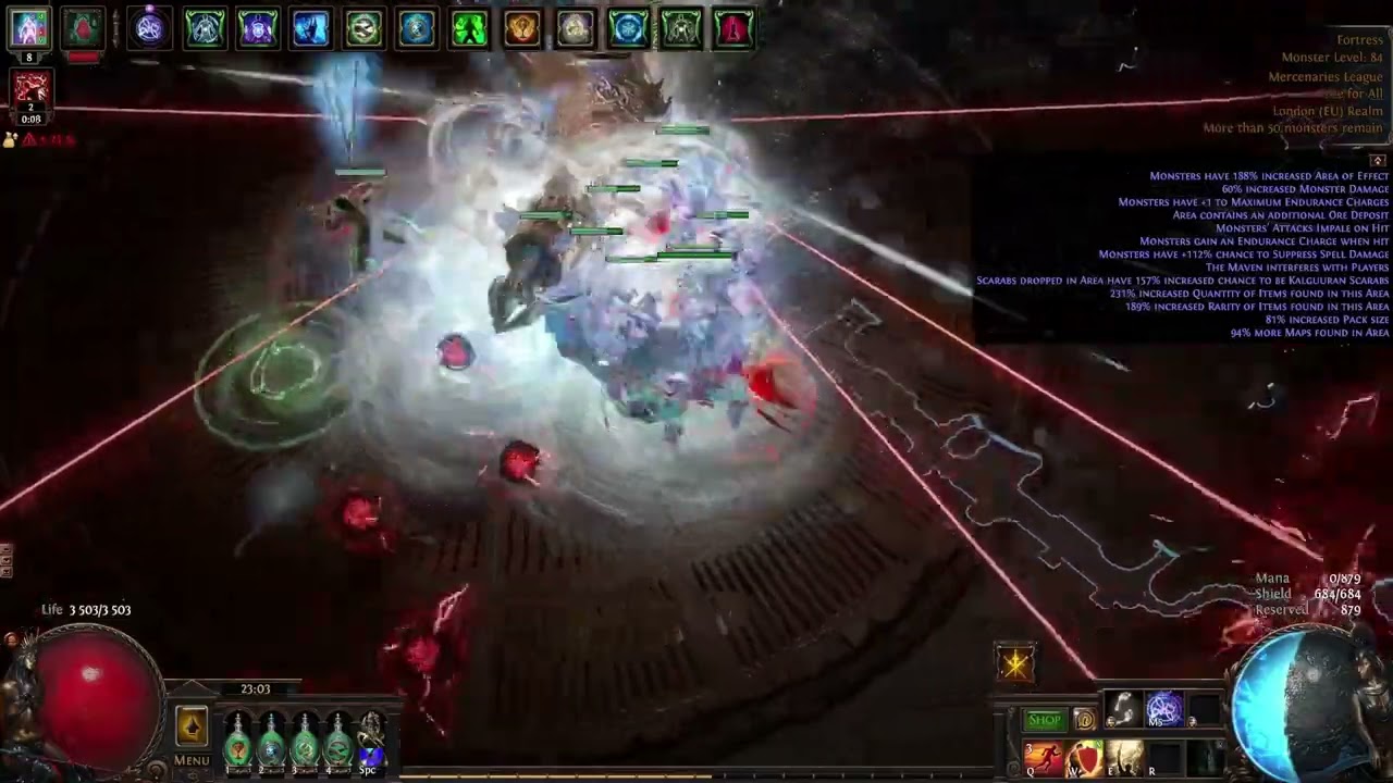 PoE 3.26 T17 Fortress boss vs Hydra Spectre build