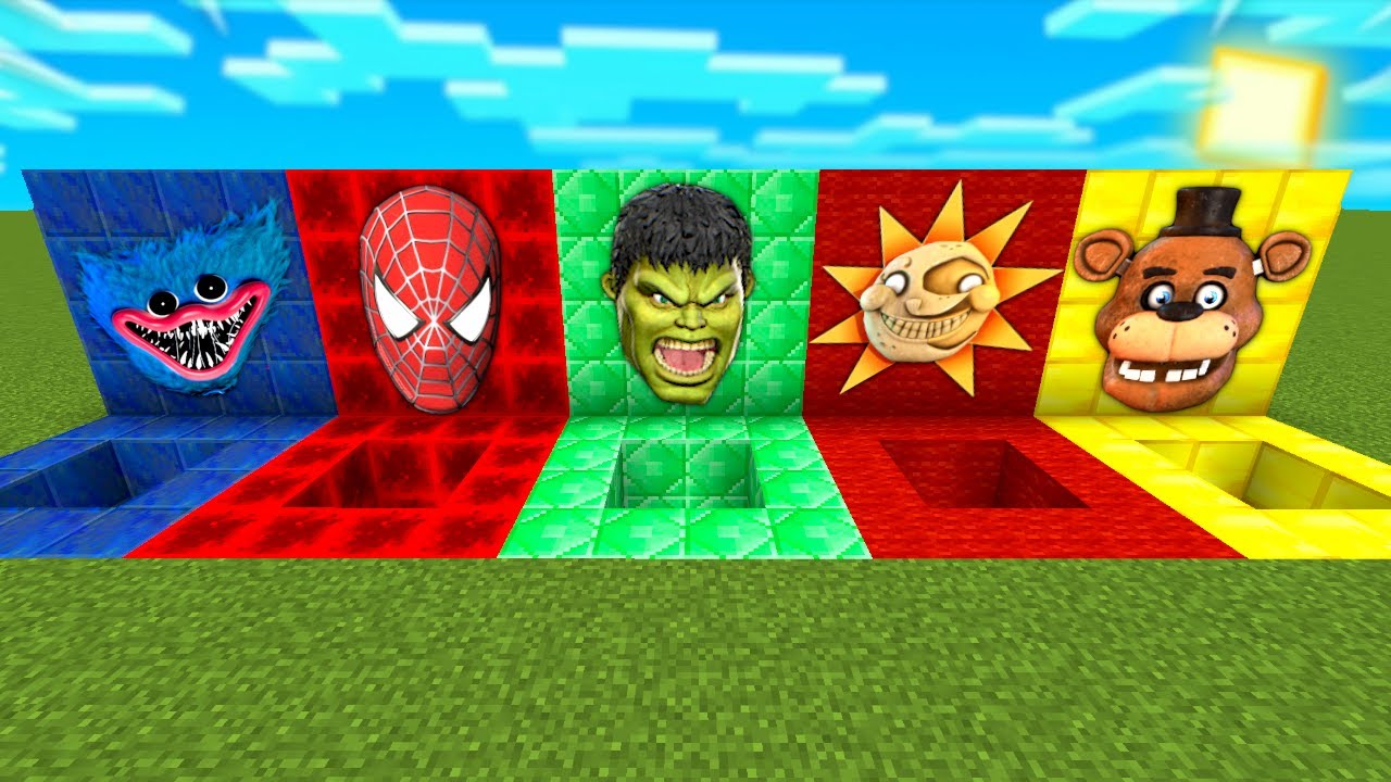 NIE WYBIERZ ZŁEGO TUNELU w Minecraft! SUNDROP, HULK, SPIDERMAN, FREDDY, HUGGY WUGGY!