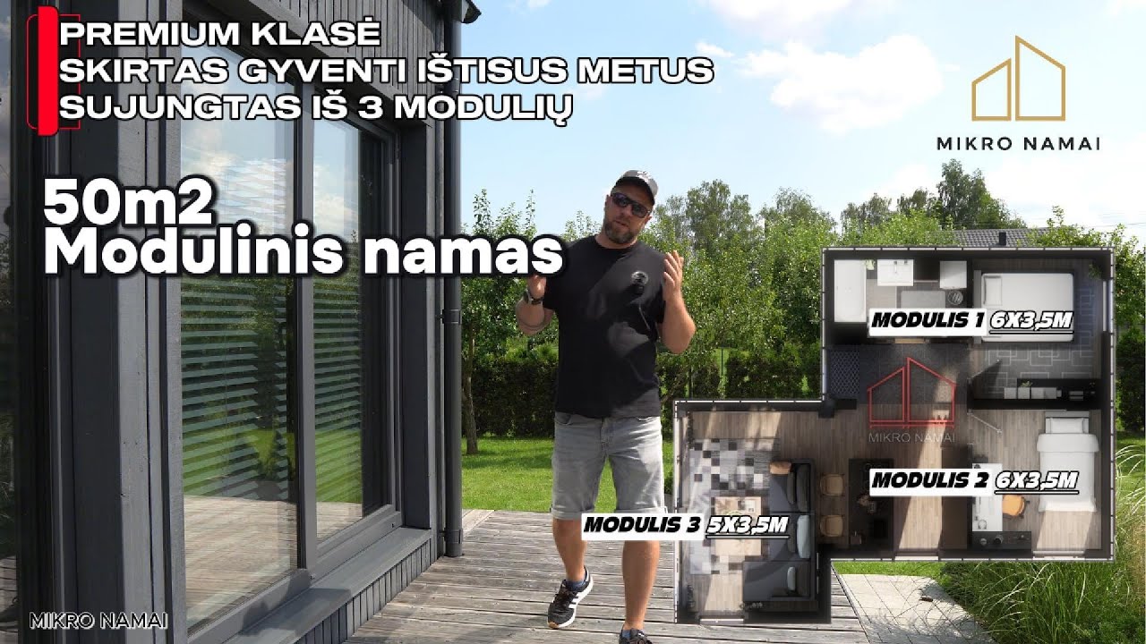 50m2 Modulinis gyvenamas namas Kaune (Pilna namo apžiūra)