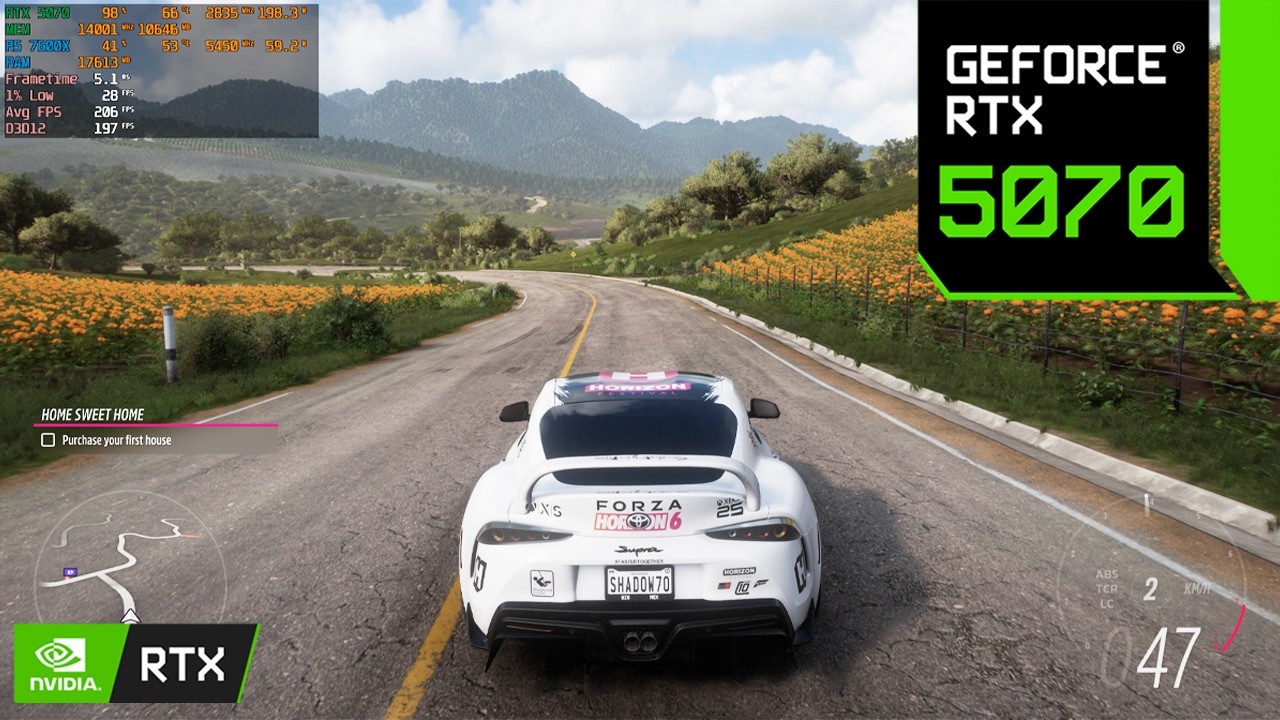 Forza Horizon 5 Gameplay RTX 5070 12GB (1440p Extreme Settings/DLSS ON ) No Commentary