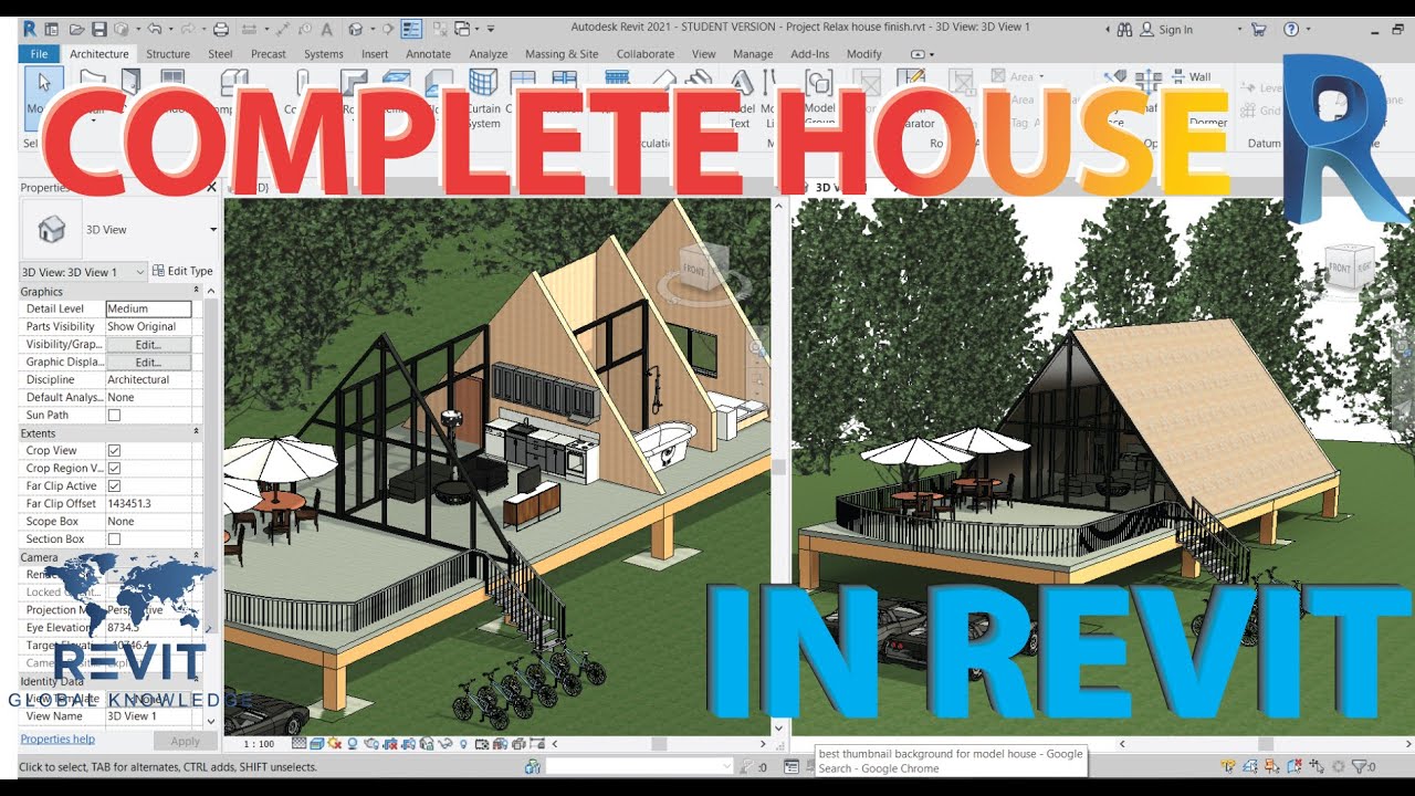 REVIT BEGINNER - Model Vacation House complete project in Revit 2021