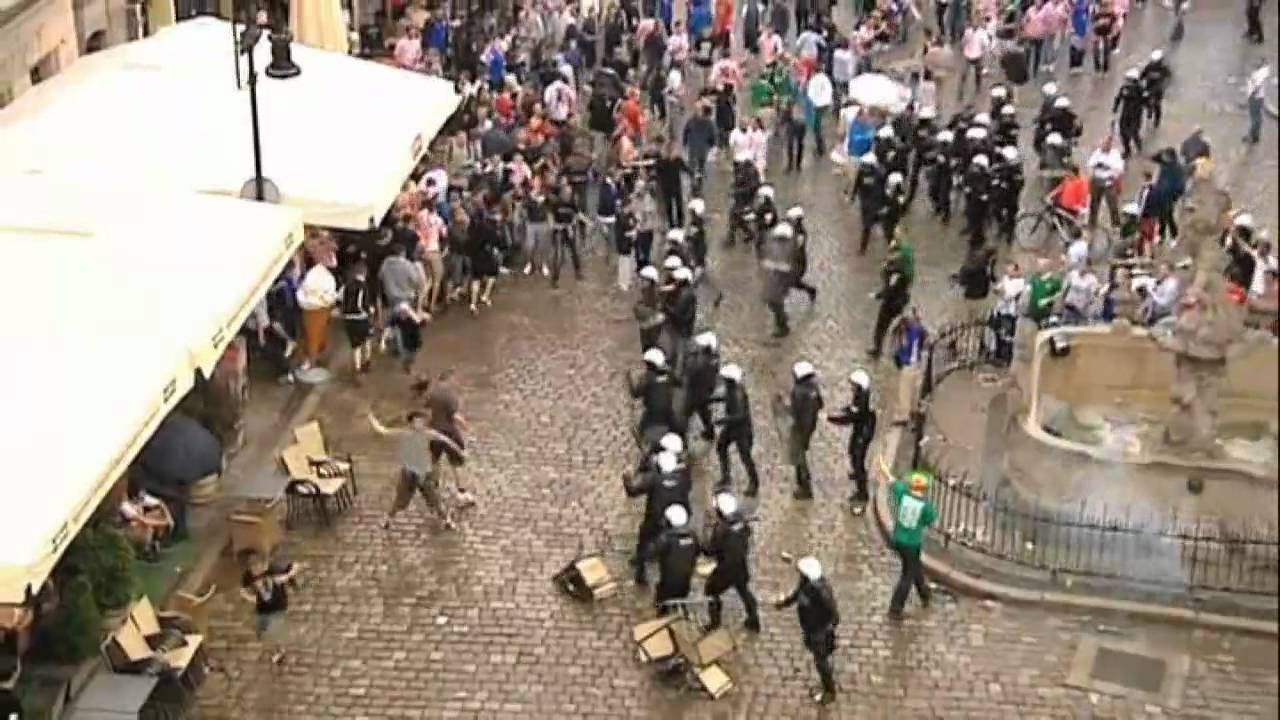 Croatian fans clash with Polish police at Euros