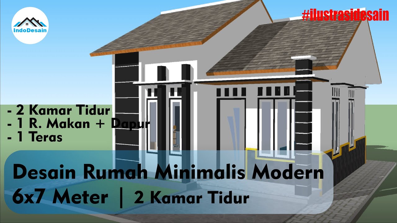 Desain Rumah Minimalis Modern 6x7 Meter | 2 Kamar Tidur
