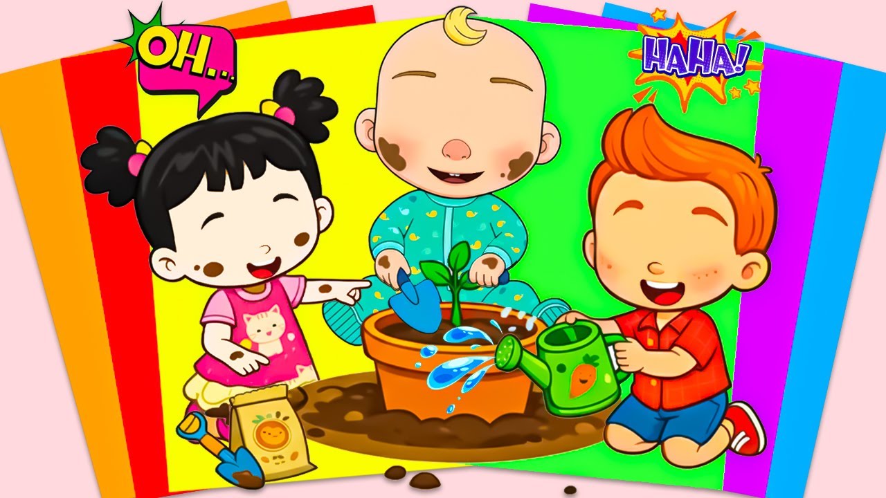 [✨paper diy✨] Cocomelon Sticker Book Decorating 🍉| Learning To Plant Trees With JJ, Cece and Nico!