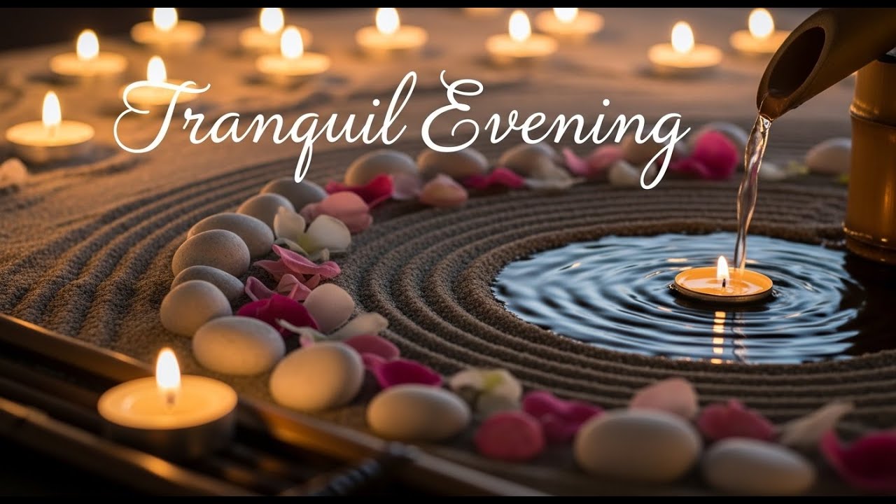 Healing Zen Mist Ambience Bamboo Fountain and Candle Glow for Deep Sleep Meditation Healing Peace