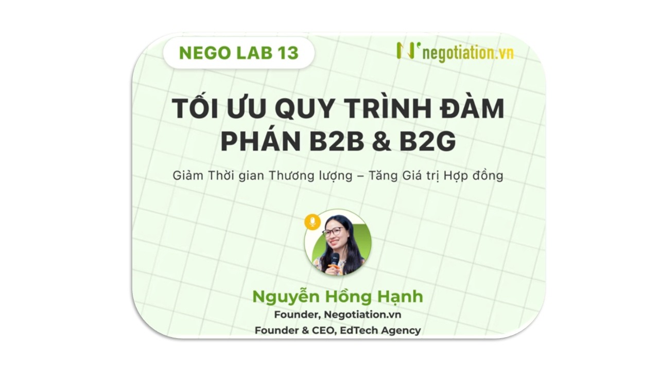 Workshop NegoLab 13: Tối ưu Quy trình đàm phán B2B & B2G