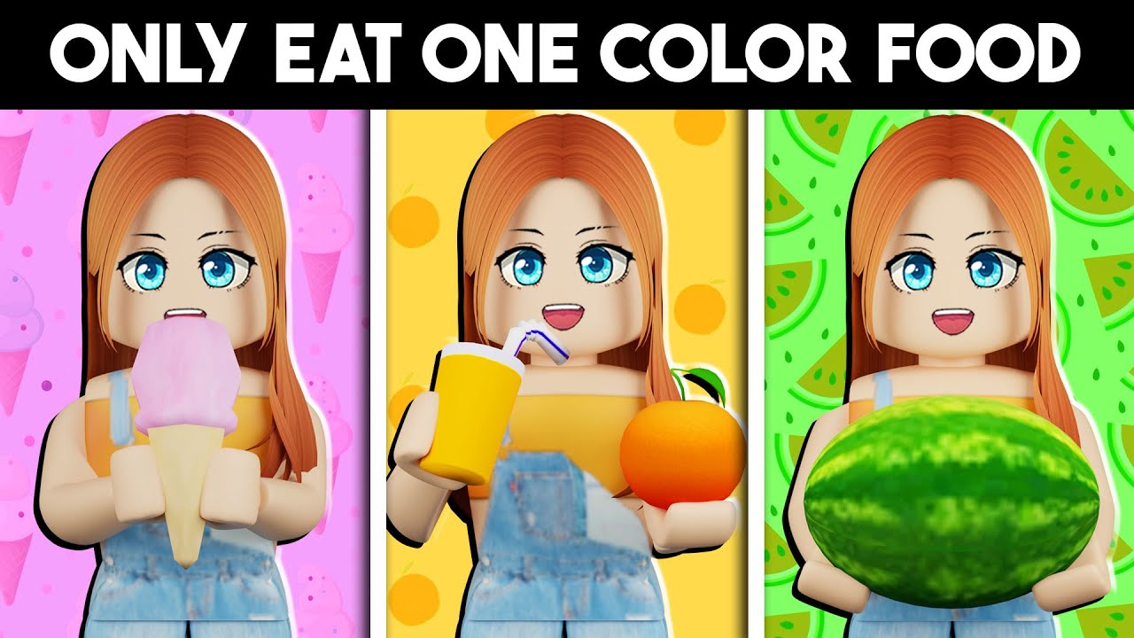 EATING ONE COLOR FOOD CHALLENGE | ROBLOX Color Food Eat